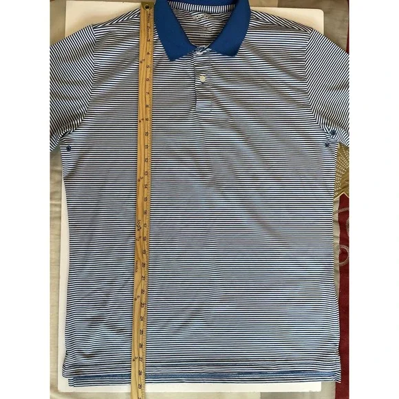 Bonobos Golf Polo Shirt Mens Medium Slim Fit‎ Performance Striped Blue White - Picture 7 of 7
